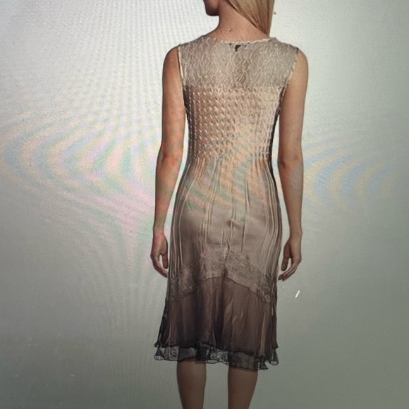 Elegant Shimmering Komarov V-Neck Sleeveless Dress w/ Light Jacket - Picture 6 of 7